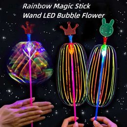 Led Rave Toy 3/5Pcs Magic Twist Bubble Wand Rainbow Led Glowing Bubble Stick Colourful Bubble Wand Kids Luminous Toys Wedding Party Gifts 240410