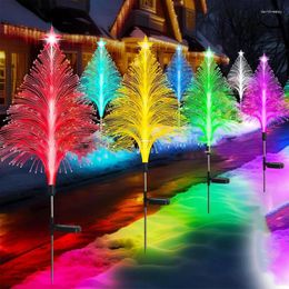 Solar Christmas Tree Lights Outdoor Decoration 7 Colour Changing Waterproof Outside For Yard Pathway Decor