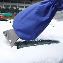 Auto Window Snow Scraper With Removal Glove Cloth Cleaning Snow Shovel Ice Scraper Tool For Outdoor Car-stying Winter Gloves