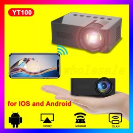 YT100 Mini Projektör Siyah Mikro Taşınabilir HD Kablosuz Küçük Cep Telefon Projeksiyonu Mikro Projektör Film Taraması