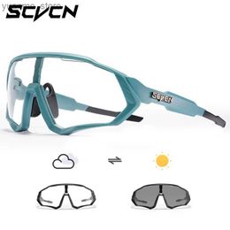 Outdoor Eyewear Scvcn Photochromic Cycling Glasses Cool Bike Sunglasses Sports Bicycle Eyewear Mountain Cycl Goggles UV400 Road Men Driving Y240410
