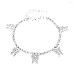 Anklets 1 PCS Water Diamond Small Butterfly Ankle Chain Simple And Elegant Beach Tassel Foot Accessory