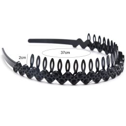 1PCS Plain Black Stretchy Elastic Thin Hard Metal Hair Hoop Hair Hand Headband Holder Clasp Comb Hairgrips With Teeth Crown