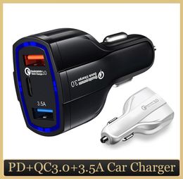 35A USB QC30 PD TypeC 3 Ports Car Charger Fast Charging for iPhone 12 11 Xiaomi Samsung Mini Quick Chargers Car Adapter without3947419