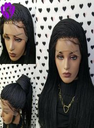 200 Density Braided Brazilian Wigs for Black Women Synthetic Braids Lace Front Wig With Baby Hair5135083