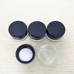 wholesale Clear Eye Cream Jar Bottle 3g Empty Glass Lip Balm Container Wide Mouth Cosmetic Sample Jars with Black Cap Free DHL