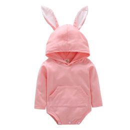 Citgeett Spring Easter Summer Newborn Baby Kdis Girl Boy Hooded Rabbit Bodysuit Jumpsuit Casual Clothes Pink Grey Casual Outfits