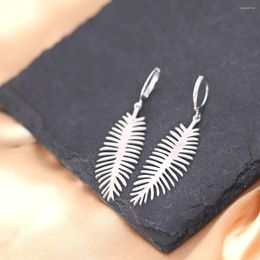 Hoop Earrings QIAMNI Vintage Stainless Steel Leaf Pendants For Women Fashion Palm Leaves Drop Ear Statement Piercing Jewellery