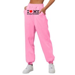 I LOVE MY GIRLFRIEND Love printed thickened pants for men and women's casual sports pants US SIZE S--3XL