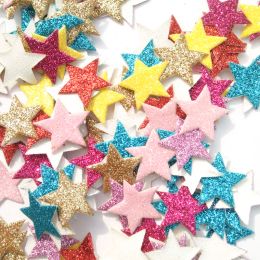 100Pcs 20mm Mixed Colors Padded Glitter Leather Star Appliques/Scrapbooking Craft Card Making Crafts Ornament Accessories