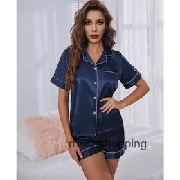 Womens Sleepwear Silk Satin Pyjamas Set Short Sleeve Two-piece Pj Sets Loungewear Button-down 230310nczw