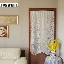 Junwell White Jacquard Window Curtain Door Curtain Tulle Balcony Kitchen Window Curtain Blind 1pc