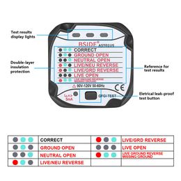 BSIDE AST01 Electric Socket Tester EU US UK AU Plug RCD GFCI Test Outlet Ground Zero Line Plug Polarity Phase Wall Cheque