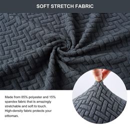 New Design Jacquard Durable Stretch Footrest Ottoman Cover Folding Storage Stool Furniture Protector Soft Rectangle Slipcover