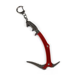 Pickel Pendant Keychain Jewelry Movie Game Laura Pick Axe Cute Ice Axe Keyring Tomb Raider Red Key Chain for Climber Trinket