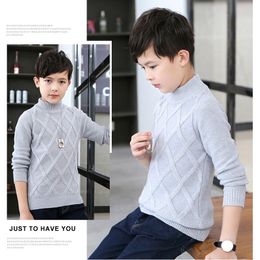Boys Sweater Autumn Winter Stripe Jacquard High Collar Bottoming Shirt For 2-10 Years Old Kids Handsome Knitted Sweater