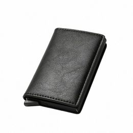 custom Card Holder Rfid Black Carb Fibre Leather Simple Wallet Men's Gift Persalized R9Ld#