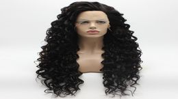 Iwona Hair Curly Long Dark Brown Wig 184 Half Hand Tied Heat Resistant Synthetic Lace Front Wig8001192