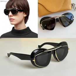 Sunglasses Wing double frame sunglasses in acetate and metal policy Glasrai Sola temple with Roewe 40120I hip-hop geometric gold metal border music festivalL240403