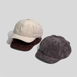 Berets Men Women Summer Suede Velvet Soild Short Brim Baseball Sun Flat Cap Vintage Retro Outdoor