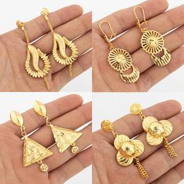 Dangle Earrings Vintage Tassel For Women Gold Plated Boho Jewelry Accessory Ladies Retro Round Flower Copper Hollow Daily Wear