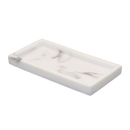 Nordic Marbled Desktop Storage Tray Resin Jewelry Display Plate Cosmetic Organizer Rectangle Home Living Room and Hotel Bathroom