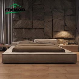 Minimalist Comfortable Queen Double Bed Bedroom Home Furniture Fabric Tatami King Size Bed Frame