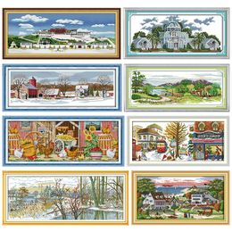 Cross-Stitch Kit Stamped Land of Idyllic Beauty Print 11CT 14CT Painting Counted Patterns Crafts Decor Embroidery Needlework Set