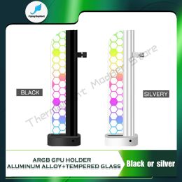 Cooling Aluminium+Tempered Glass Video Card Holder Bracket Sync RGB GPU Stand Support GPU Holder 5V 3Pin ARGB