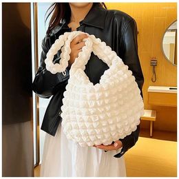 Totes Large Capacity Soft Shoulder Bag Embroidered Plaid Quilted Crossbody Underarm Bags Pleated Tote Bubbles Handbag