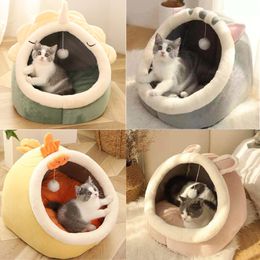 Pet Cat'S Bed Warm Cat House Soft Plush Round BedsTent Carrier Dogs And Cats Basket Pillow Cave Mat Pet Accessories For Supplies