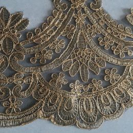 Delicate 1Yard Hot Sale Gold Embroidery Black Mesh Lace Trim Luxury Lace Fabric for Wedding Dresses Sewing DIY 20cm High Quality