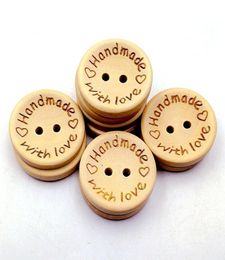 Natural Color Wooden Buttons handmade love Letter wood button craft DIY baby apparel accessories9140527