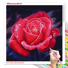 Momoart DIY Diamond Painting Rose Diamond Mosaic Flower Beaded Embroidery Picture Rhinestone Full Square 5D Handmade Hobby