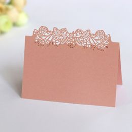 50pcs Laser Cut Rose Butterfly Table Name Place Cards Guest Message Setting Cards Wedding Event Christmas Party Favor Supplies