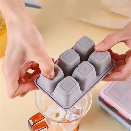 6 Grid Ice Lump Tray with Lid Cream Mould Magnum Ice Bucket Maker Cooler Wine Whiskey Chocolate Freezer Kitchen Tools