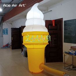 8mH (26ft) with blower New Style Giant Inflatable Ice Cream Dessert Model With Led Lights For Outdoor Promotion