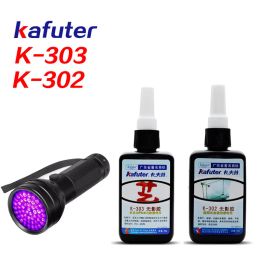 Strong 50ml Kafuter UV Glue Curing Adhesive K-303 300 302 51LED UV Flashlight UV Curing Adhesive Crystal Glass and Metal Bonding