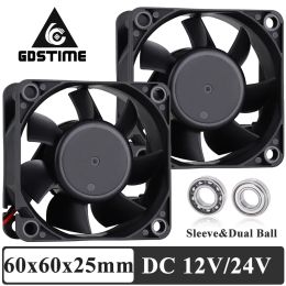 Cooling 2pcs Gdstime 60x60x25mm 5V 12V 24V DC Cooling Fan Small 6025 2Pin Brushless Motor PC Computer Case Cooler Axial Fan