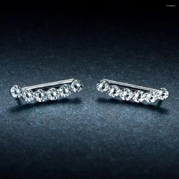 Hoop Earrings Real Pure 18K White Gold Women Gift Lucky Carved Star Round Long Stud