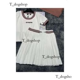 Womens Designer Clothing Summer Dress 2024 MM Spring Summer New Stripe Colour Block Short Sleeve Top Half Skirt Two Piece Set Minimalist Style Letter Print 109