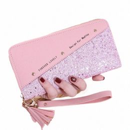 lg Women Wallet Tassel Zipper Coin Purse PU Leather Clutch Card Holder Large Capacity Lady Wristlet Phe Handbag Mey Pocket H6xJ#