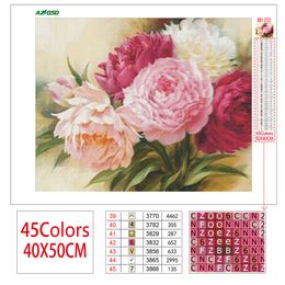 AZQSD 5D Diamond Mosaic Flowers Cross Stitch DIY Full Square Drill Handicraft Diamond Embroidery Sale Peony Home Decoration