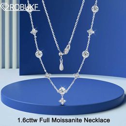 Pendant Necklaces 1.6cttw Full Moissanite Necklace For Women S925 Sterling Silver 18K Gold Plated Clover Necklaces Bracelets Wedding Jewellery Gifts 240410