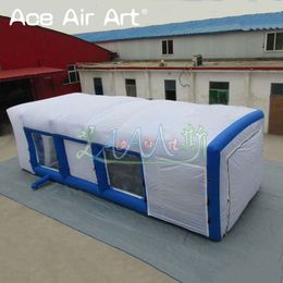 12mLx5mWx3.5mH (40x16.5x11.5ft) Newly shaped white and blue inflatable paint booth automotive car painting workrooms customized spray booths for sale