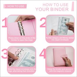 A6 Budget Binder Envelopes System with 12 Pcs Expense Budget Sheet Money Organiser for Cash, 8 Pcs Binder Pockets, for Budgeting