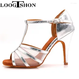 Dance Shoes Loogtshon 2024 Style Latin Salsa Ladies Satin Soft Sole Fashion Sandals Prom 7 Heel Women's