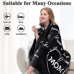 Birthday Gifts for Women, Mom Blanket from Daughter or Son, Valentine Gifts for Mom, Cosy Fleece Throw Blankets, Mom Gifts