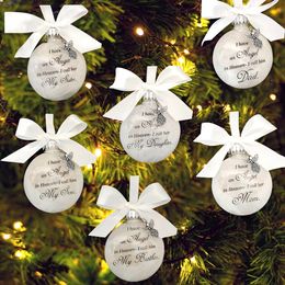Christmas Memorial Angel Wing Pendant in Heaven Mom Dad Ball Hanging Decorations Tree Home Party Feather Ornament Gifts