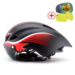 Bike Cycling Helmet Ultralight Capacete Road Bike Helmet Men Women Bicycle Helmet Visor Cycling Goggles Magnetic UV Glasses